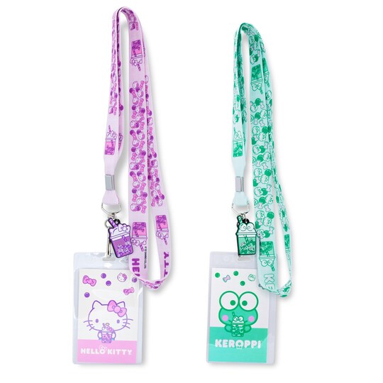 Sanrio Hello Kitty and Keroppi Boba Tea Lanyards With Badge Sanrio Hello Kitty and Keroppi Boba Tea Lanyards With Badge